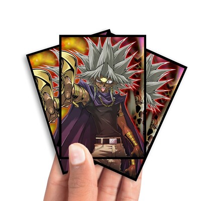 yugioh anime style card sleeves Yami Marik Card Sleeves Standard (Pokémon / MTG / One Piece / Riftbound) / Holographic with Black Border / 150 Sleeves