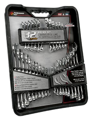 Performance Tool W1099 32 Piece SAE And Metric Combination Wrench Set 