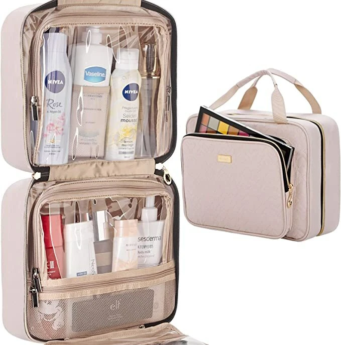4 Sections Hanging Travel Toiletry Bag Organizer, Large Makeup Cosmetic Case