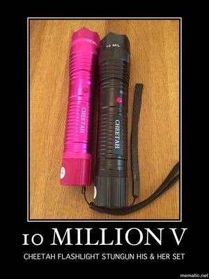 CHEETAH STUNGUN Cheetah Stun Gun Flash Light 10 Million Volts - His & Her Set ( Pink & Black)