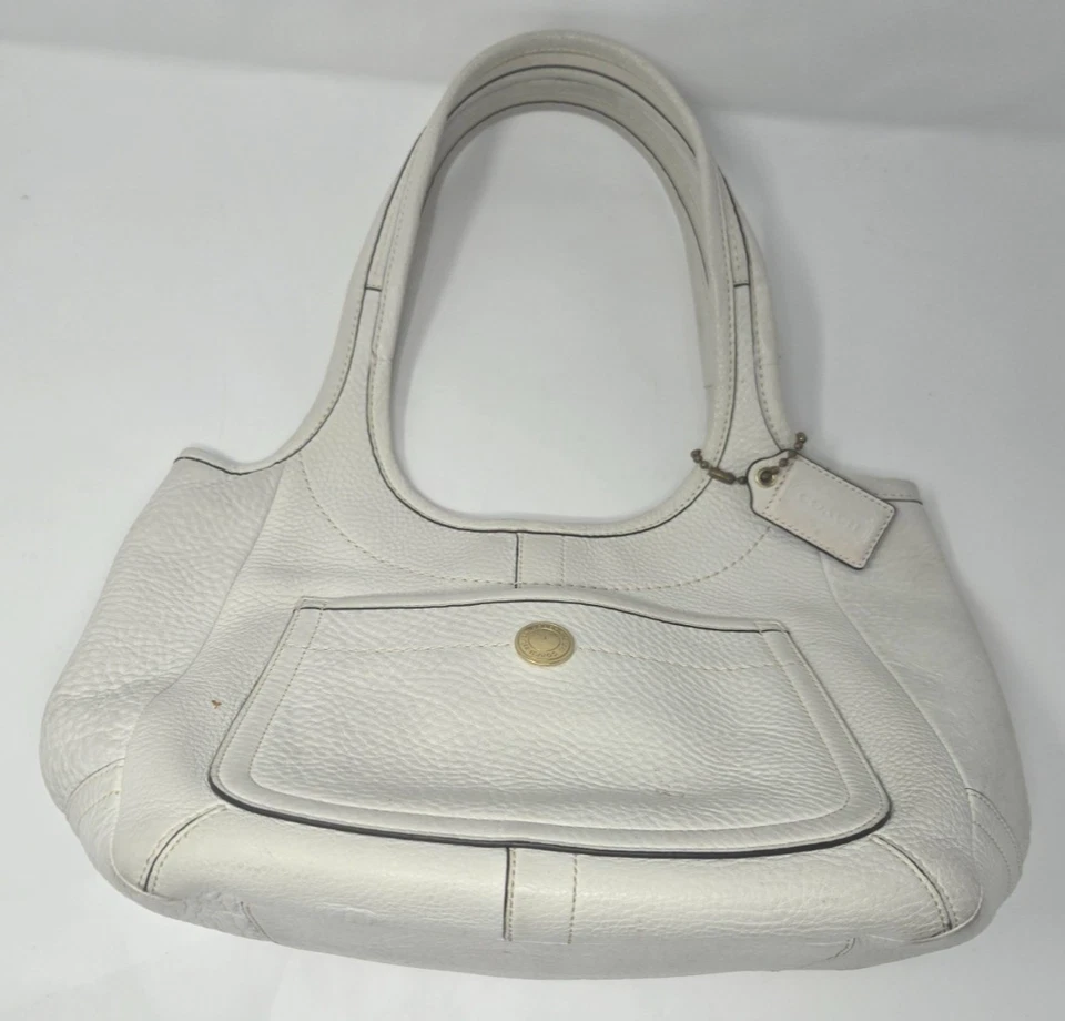 Vintage Coach Legacy Ergo 11615 Hobo White Pebbled Leather Shoulder Bag - Image 2 of 4