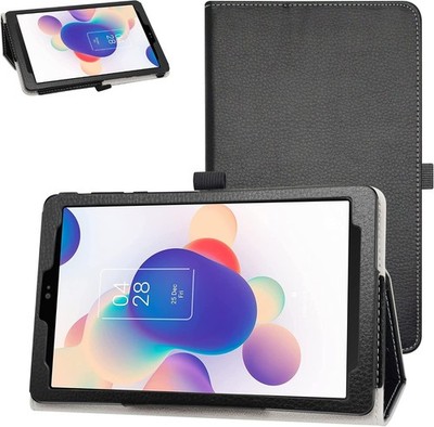 Case for TCL Tab 8 LE 2024, PU Leather Folio with 2-Folding Stand Cover, Black