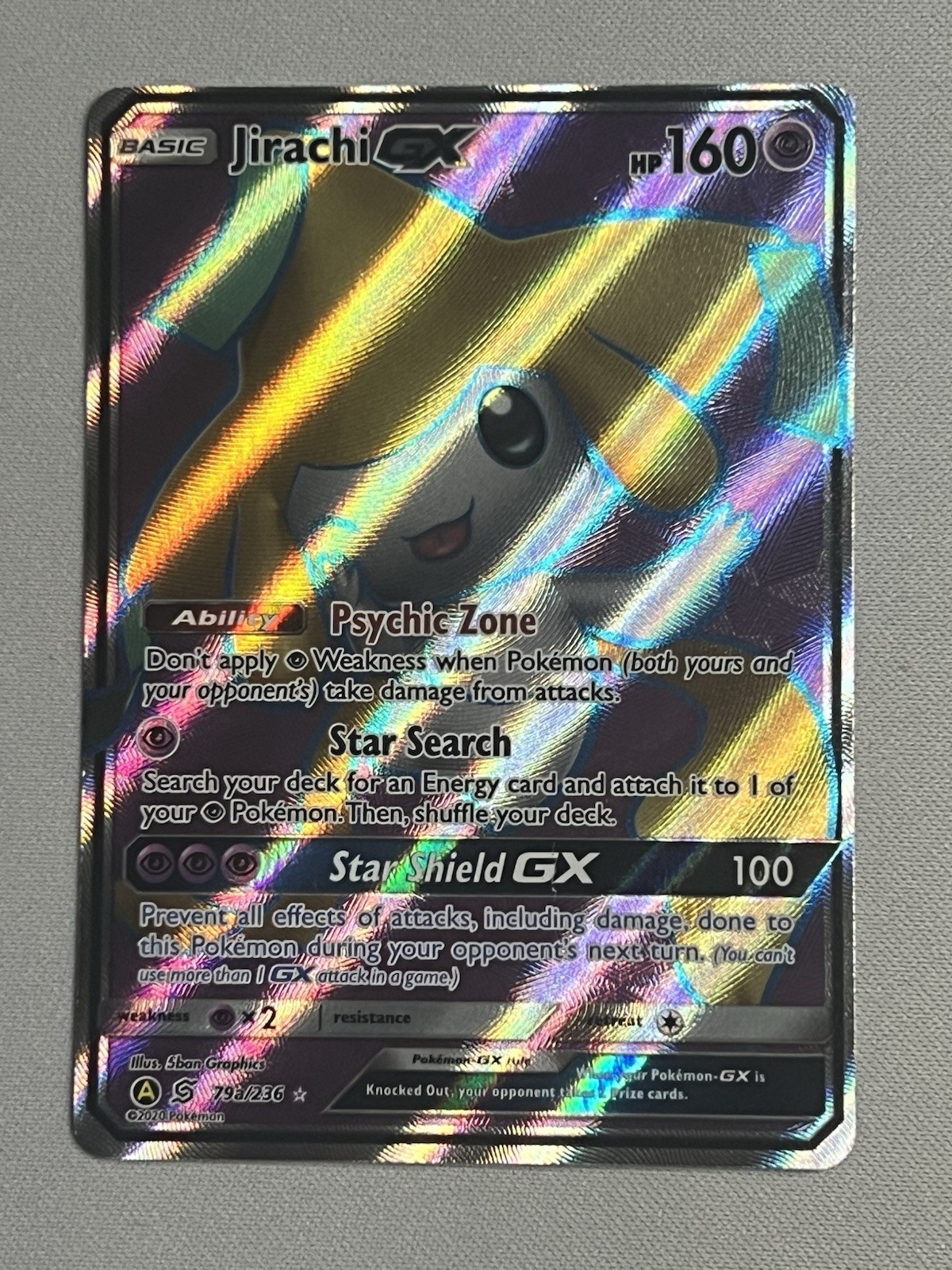 Jirachi GX 79a/236 Unified Minds Alternate Art Full Art Promo Holo Pokemon Card