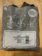 NOS Vintage Hanes Thigh High Stockings in Town Taupe color, Three Pairs size MT