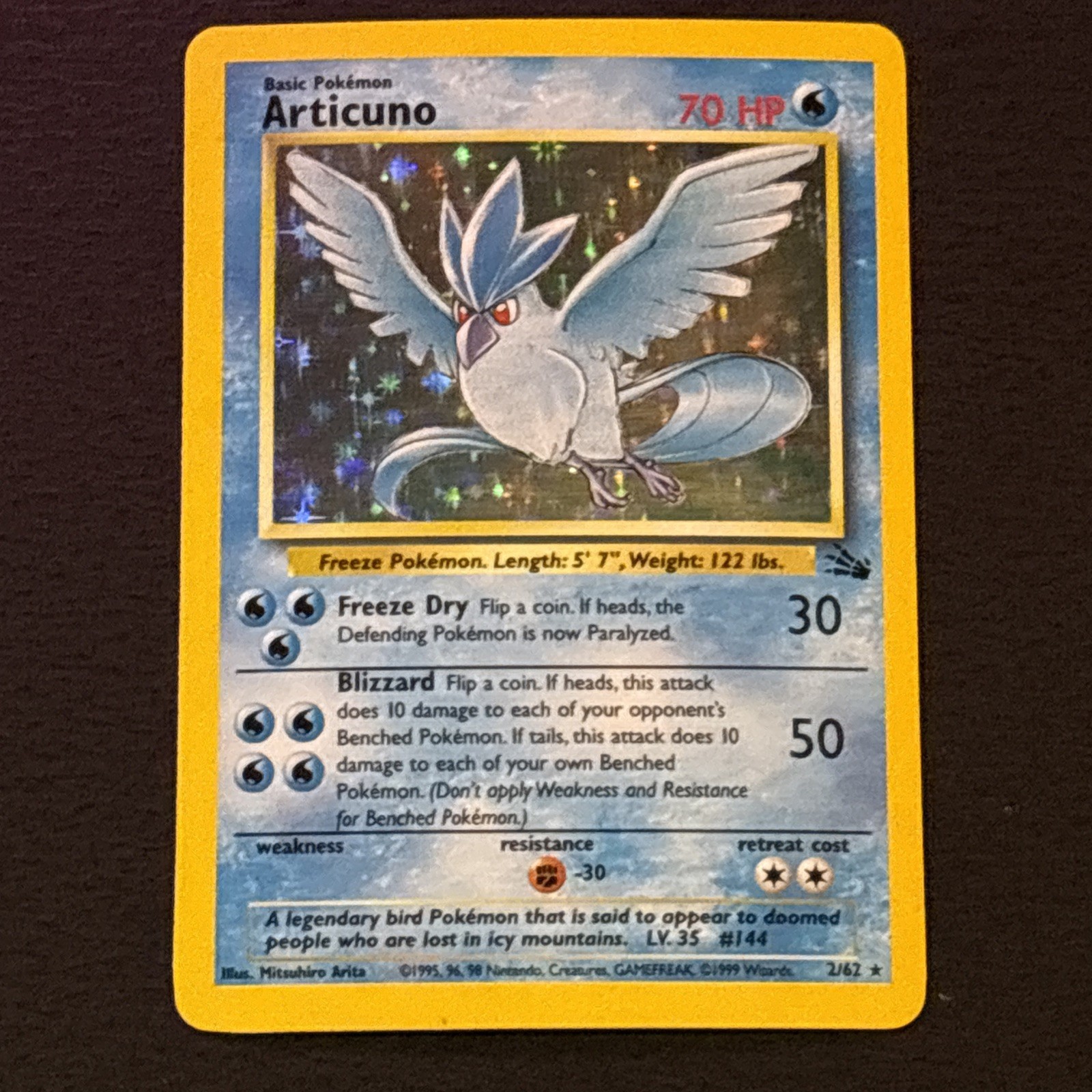 Articuno 2/62 Pokemon TCG Fossil Holo Foil Rare Vintage Card Near Mint NM-