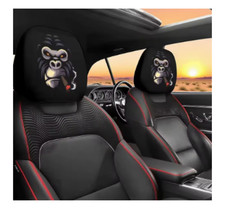 2pcs Funny Slanted Eyes Car Headrest Covers Cartoon Print Auto Interior Decor 2pcs Funny Slanted Eyes Car Headrest Covers Cartoon Print Auto Interior Decor