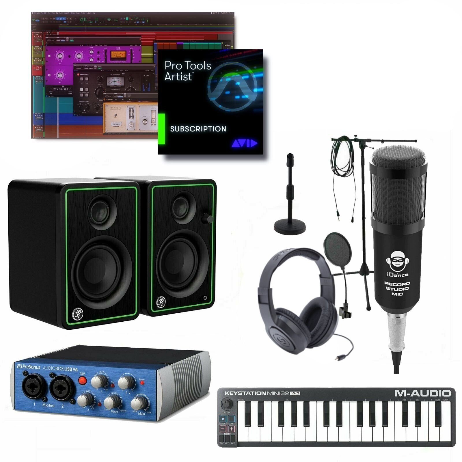 Home Recording Bundle Set w/ Pro Tools Artist & Mackie Audiobox 96K