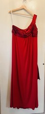 David's Bridal One Shoulder Strap Formal Cocktail Dress Size 20 Red