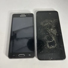  2 Samsung Galaxy  non working Smartphone  Unlocked  Cracked Screen For Parts