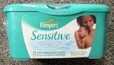 Pampers Baby Sensitive Wipes Pop Up Plastic Refillable New SEALED Container