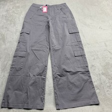 Edikted Cargo Pants Women's Small Gray Wide Leg Y2K Streetwear Skater Gorpcore