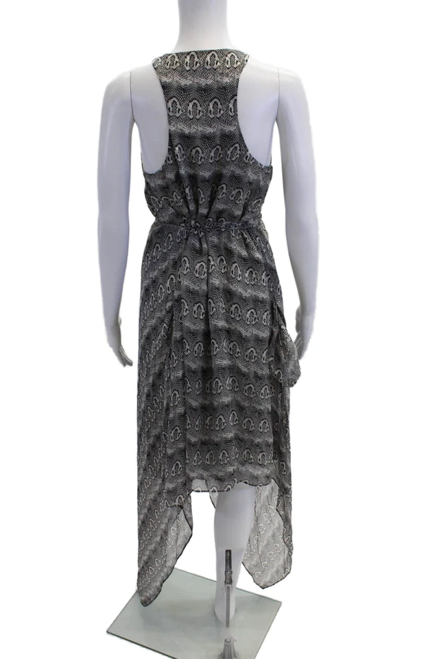 Vestido negro Robert Rodriguez para mujer de seda sin mangas fluido hasta la rodilla talla 6 Foto 3 de 4