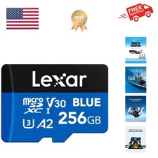 256GB Blue Micro SD Card Up to 160MB/s, microSDXC UHS-I Memory Card with SD A...