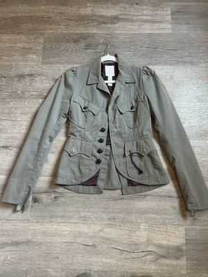 Vintage Diesel Y2K Olive Green Pirate Core Distressed Women s Jacket SZ S