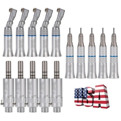 1-5X Dental Contra Angle Straight Handpiece Air Motor Low Speed 2 Hole Connector