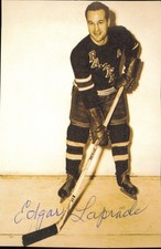 Edgar Laprade Autographed 3x5 Photo New York Rangers