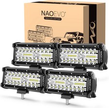 7 Inch LED Light Bar, 480W 48,000LM LED Off Road/Fog Lights, 4 Pcs Spot Combo