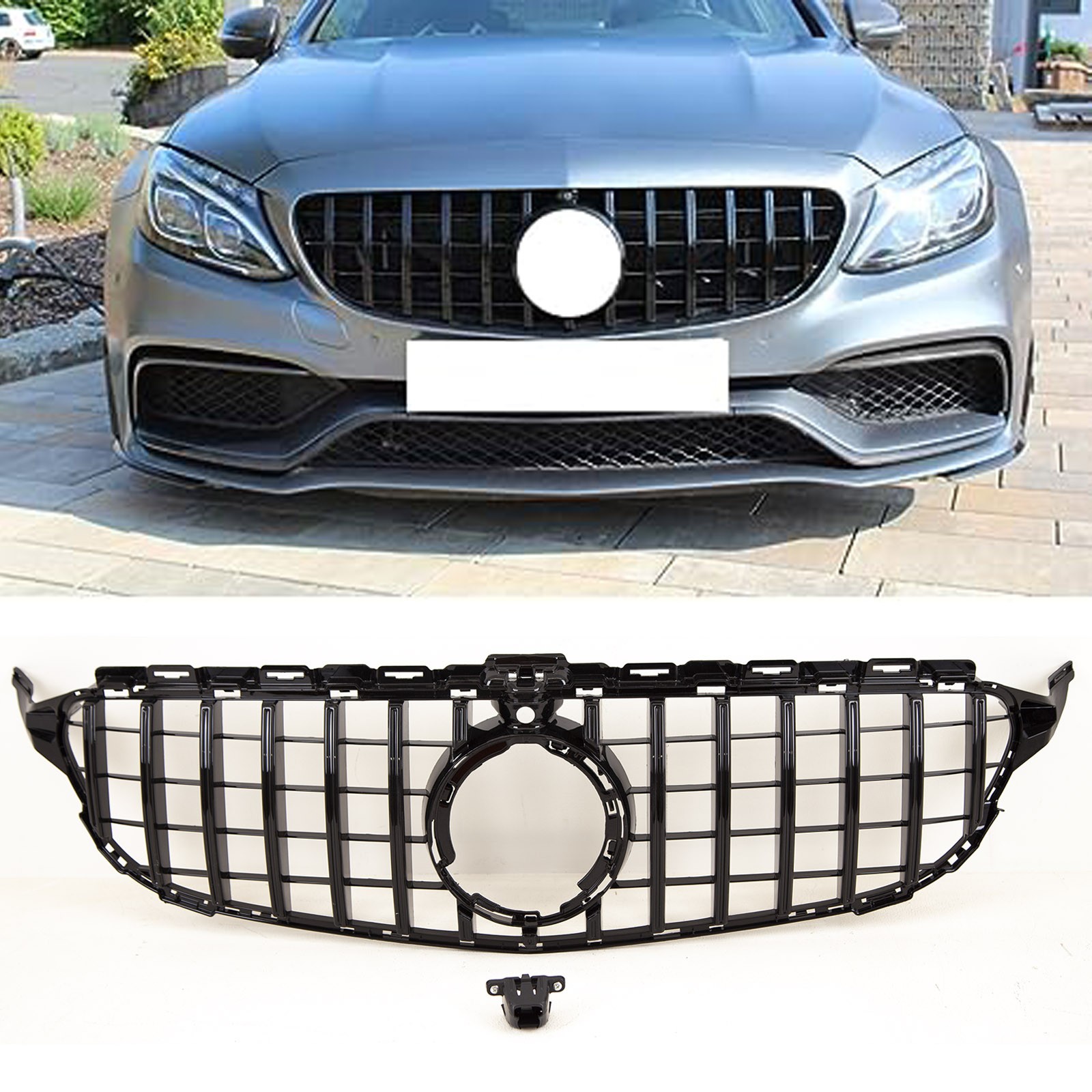 Fits Mercedes C Class W205 18-21 Front Grille Sport Gloss