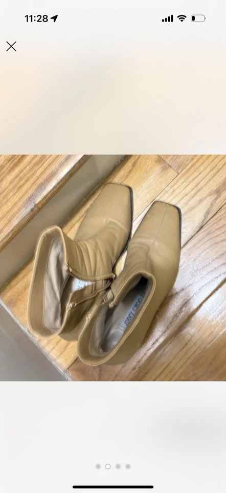 Jimmy Choo Bryelle Botín de Cuero Marrón Tostado Puntera Cuadrada Costura Mantequilla Ron Foto 3 de 4