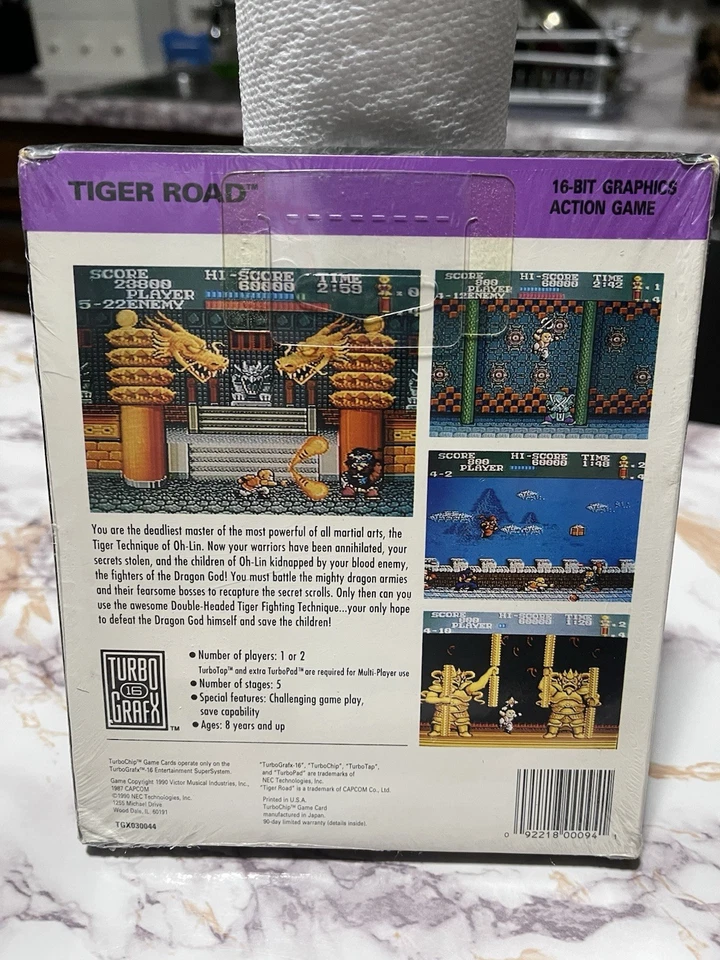 TurboGrafx 16  Tiger Road  Video Game Original Box New Sealed - Image 2 of 4