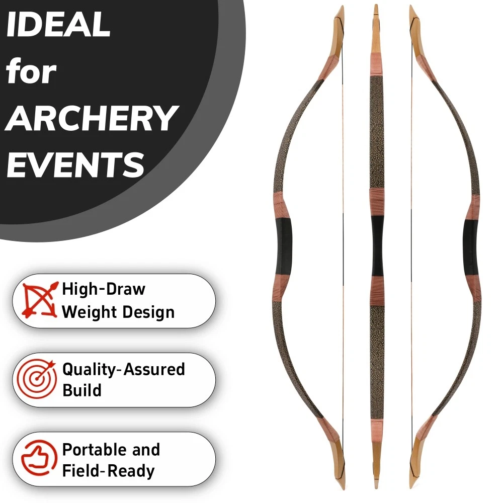 Archery Traditional Bow 57" 100lbs Triangle Longbow Horsebow Hunting Shooting