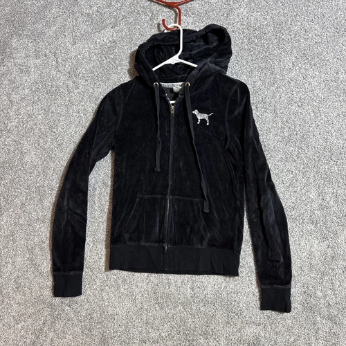 UNDERCOVER Felpa con cappuccio ROSA Victorias Secret donna taglia small retrò Y2K velluto streetwear chic