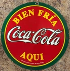 Vintage Mexican Coca-Cola Porcelain Sign Gas Station Pump Plate RARE 14" Dia