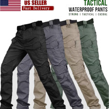 Mens Cargo Pants Tactical Waterproof Work Trousers Outdoor Hiking Combat Pants