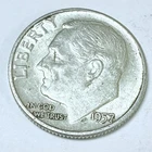 1957 Roosevelt Dime - 90% Silver EXTRA FINE CONDITION #4922