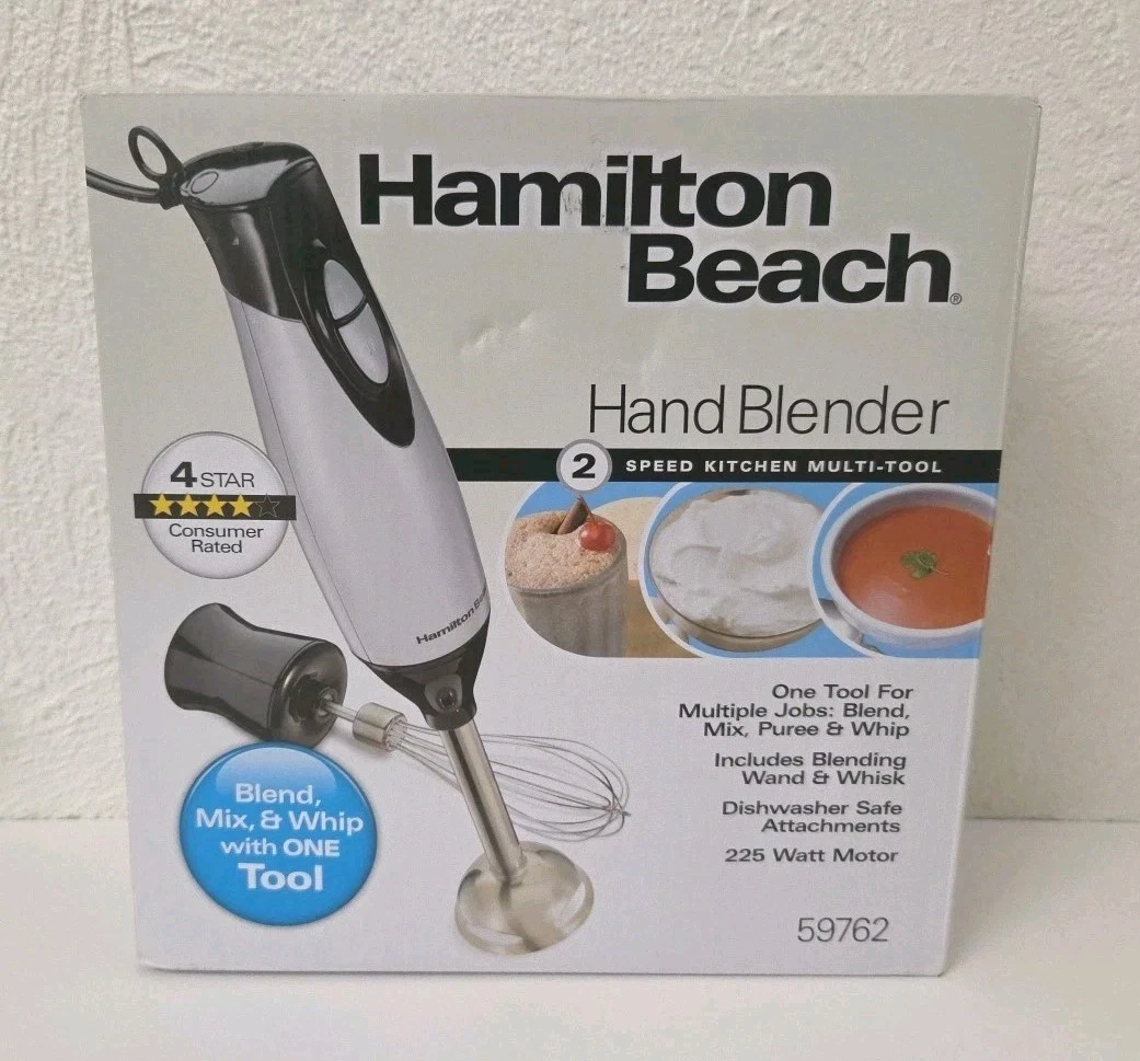 New Hamilton Beach 2-Speed 225W Hand Blender w' Whisk Attachment 59762 M45