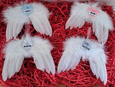 Personalised Angel Wings Christmas Tree Decoration Keepsake Ornament