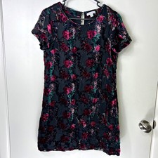 Carolina Belle Womens Velvet Burnout Dress Size 8 Floral Whimsigoth Grunge