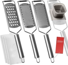 4-Pc Pro Zester & Grater Set Stainless Steel Blades w/ 4 Attachments