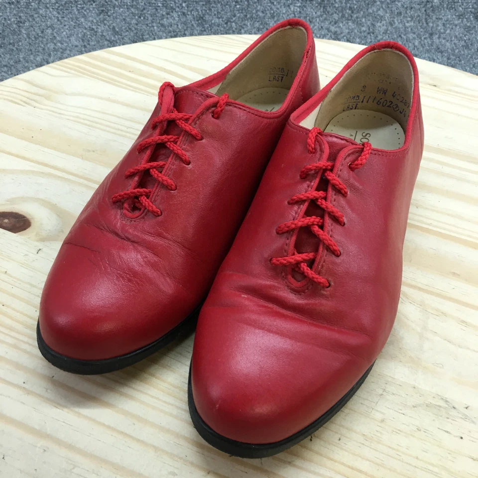 Zapatos Softspots Para Mujer 8 WW Informales Cómodos Planos Tenis Cuero Rojo Con Cordones Foto 3 de 4