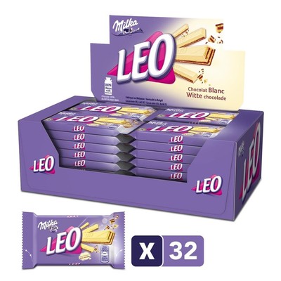 Milka LEO White chocolate wafers from Germany XXL Box of 32 bars FREE SHIP
