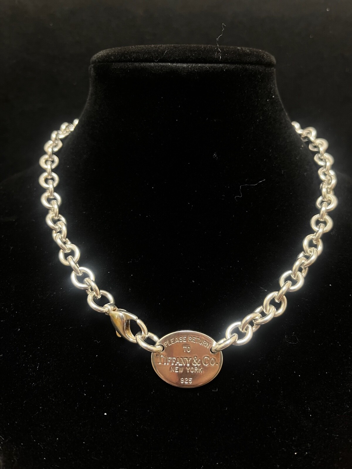 Tiffany & Co. Return to Tiffany Oval Choker Necklace 925 Sterling Silver 16”