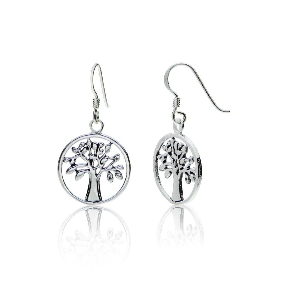 Sterling Silver Small Tree of Life Polished Earrings