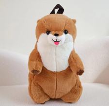 Beige Sea Otter Backpack Plush Toy 18" Stuffed Animal Toddler Doll Gift for Kids