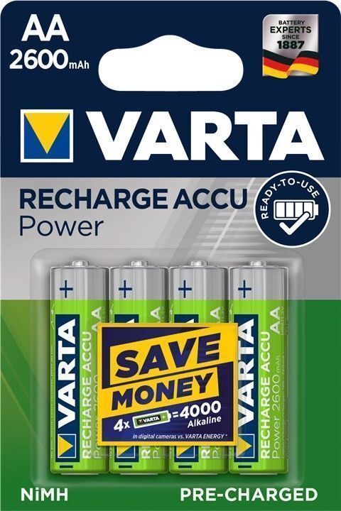 Thumbnail - Varta Recharge Power Akku Nimh Mignon Aa Hr6 1,2v 2500mah 4er-blister