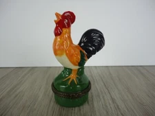 Rooster Hinged Ring/Trinket Box Figural Farm Maximalist Hand Painted Animal 3.5"