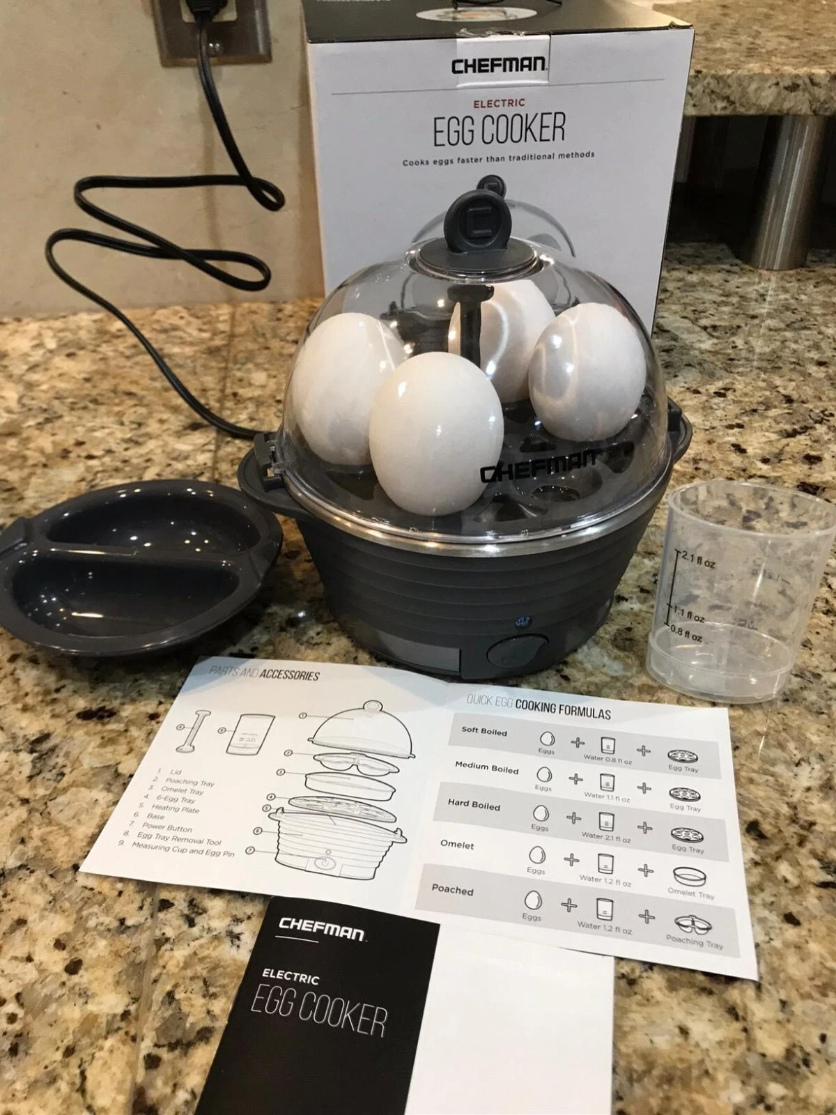 Chefman Egg-Maker Rapid Poacher, Food & Vegetable Steamer, Quickly Makes Up to 6