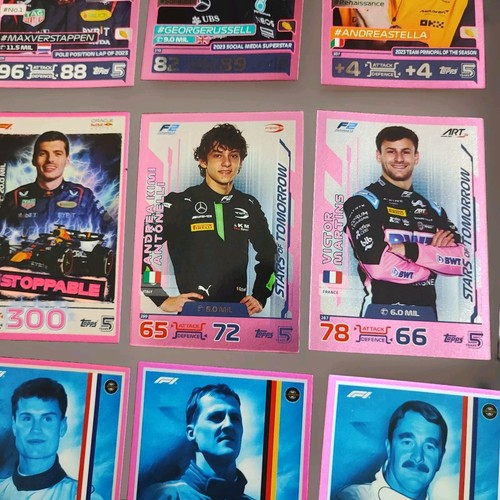 2024 Turbo Attax india Pink Parallel Set 68 Cards 32 Rainbow + 36 Foils F1 Topps - Afbeelding 12 van 13