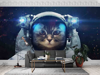 3D Cat Astronaut Wallpaper Wall Murals Removable Wallpaper