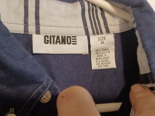 Vintage Gitano Men’s Navy Blue Short Sleeve Button Up Shirt w/ Pockets Size M - Picture 4 of 5