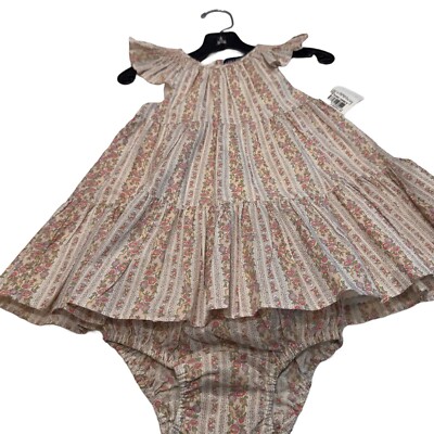NWT Ralph Lauren Baby Girl Floral Smocked Cotton Dress & Bloomers Size 12 Mo
