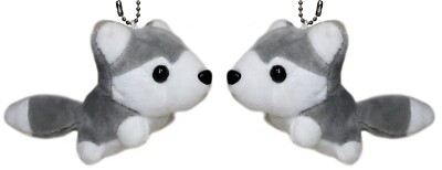 #ad #ad 2pc Husky Wolf Dog Puppy Plush Stuffed Animal Toy Keychain Charm Decoration $12.99