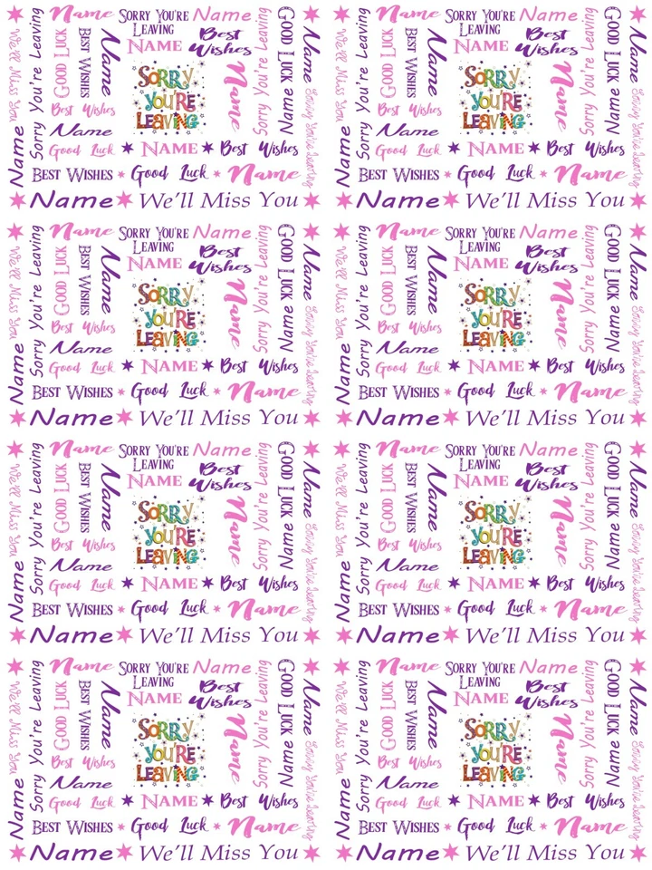 TRULY PERSONALISED Sorry You're Leaving Personalised Gift Wrapping Paper Choose Colour ADD NAME