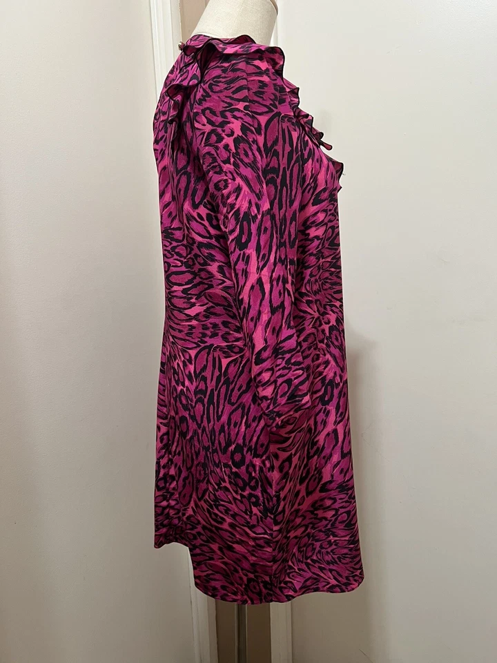 Juicy Couture, Women's Animal Print Silk Dress Ruffle Size 6 — 第 4/4 张图片
