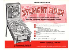 Wow! Original 1957 Gottlieb Straight Flush pinball flyer/brochure! Free Ship!
