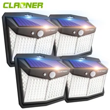 Solar Power 128 LED Lights PIR Motion Sensor Outdoor Security Lamp /Warm & White